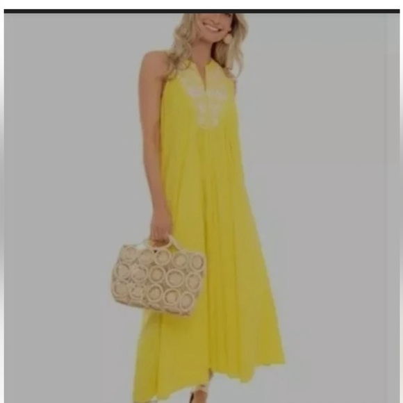 Tuckernuck Dresses & Skirts - Tuckernuck Citron Cyprus embroidered  Maxi Dress Size L NWT